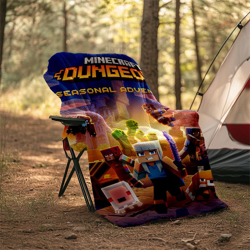 Minecraft Theme Printed Blanket - Perfect for Couch, Bed, Travel & Outdoor Use | Machine Washable, Cozy & Durable.