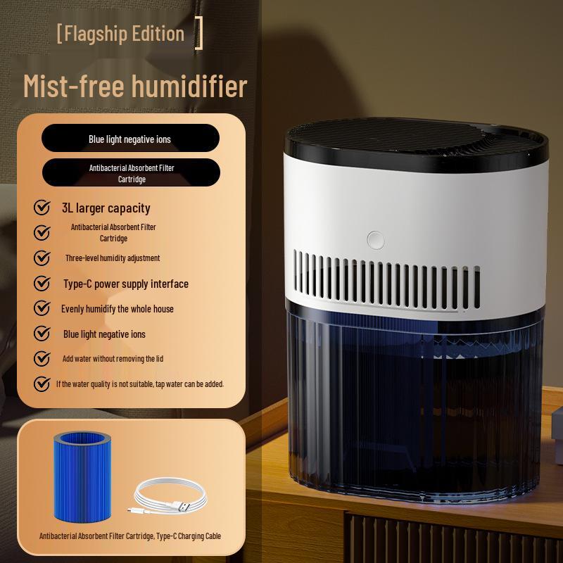 USB Mistless Humidifier for Living Room: Large Capacity, Top-Filling Evaporative Design