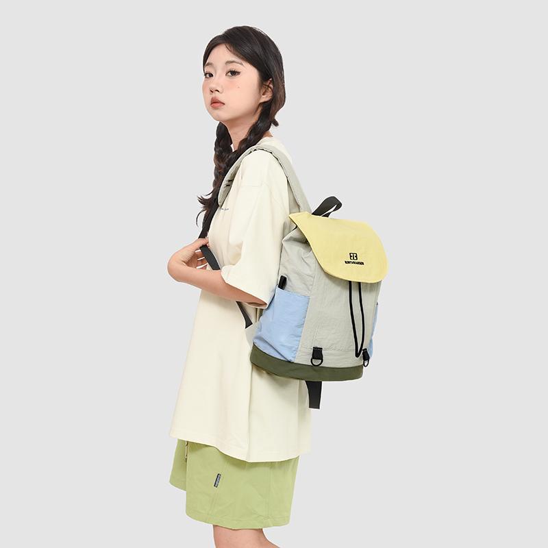 Outdoor Color Contrast Backpack Lightweight Student Color Contrast Schoolbag Travel Backpack