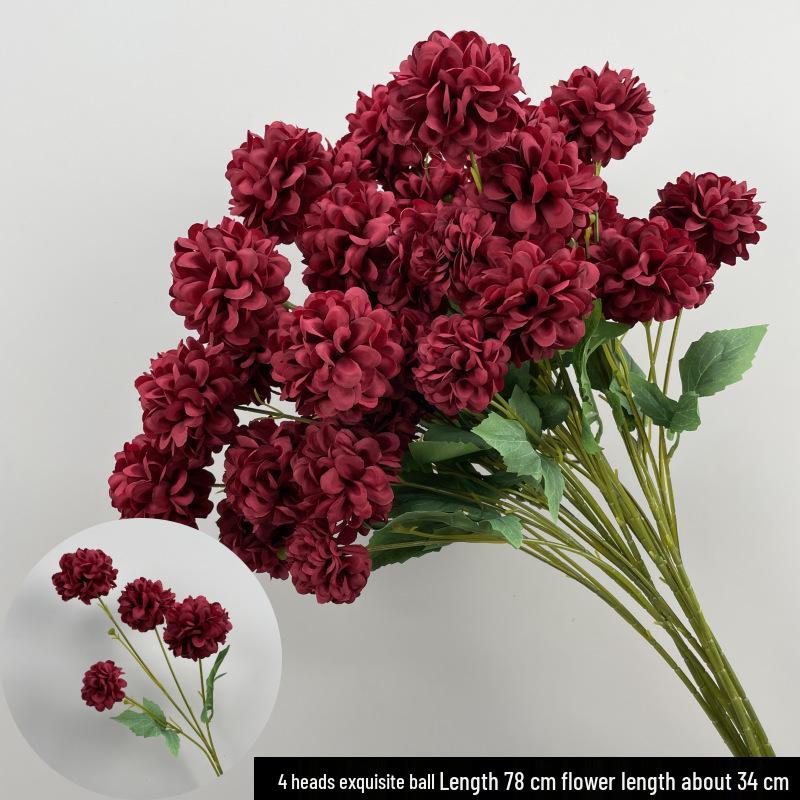 Shunran Dark Red Wine Artificial Wedding Flowers for Chinese Engagement Décor & Aisle Hanging Displays