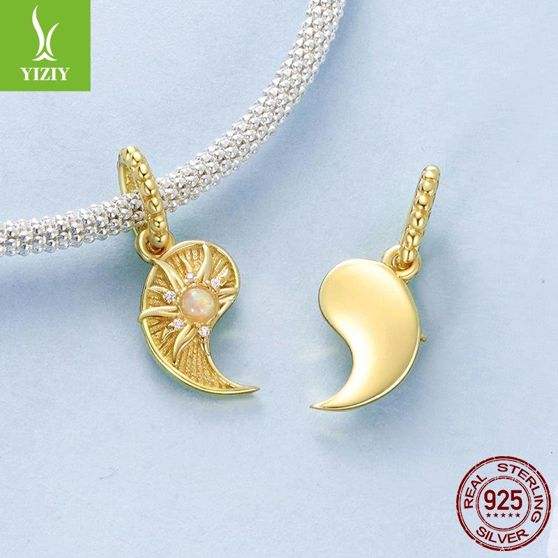 Tai Chi Gossip Sun And Moon Pendant Jewelry Accessories, Personalized Mysterious S925 Sterling Silver Lucky Beads