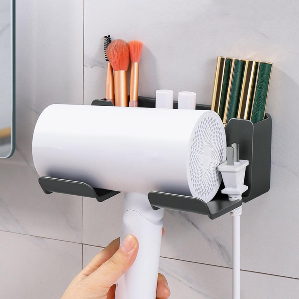 Fashion ABS Hair Dryer Storage Wall Mounted Blower Bracket Hair Dryer Holder Space Saving Stand Bathroom Organizer