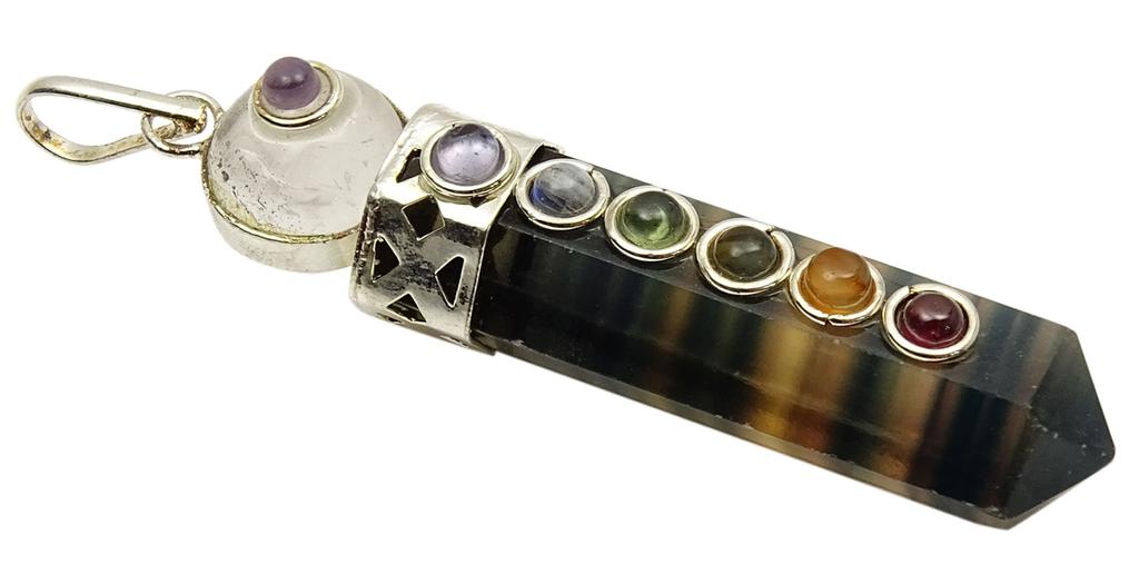 Harmonize Fluorite Stone Pencil Wand Pendant Reiki Healing Crystals Balancing 7 Chakra Balancing