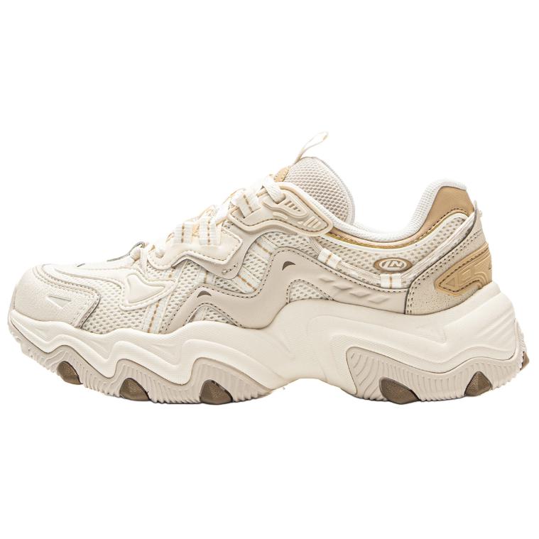Li Ning Sports Life Collection Textile, Synthetic Leather Low top Chunky Sneakers Women s Ecru AGCV412-2 39