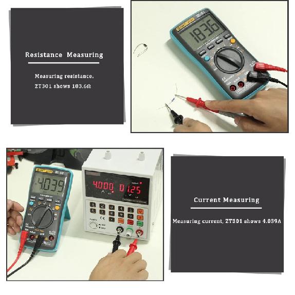 BSIDE Digital Multimeter ZT301 True-RMS DC/DA Voltmeter Ammeter Multimetro DMM Resistance Ohm Cap Hz Temp Tester