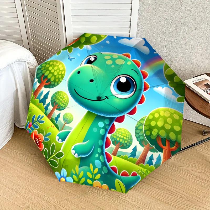 1pc Cute Dinosaur Forest Scene Umbrella with Plastic Handle,Suitable for All Seasons Home Travel Outdoor UmbrellaDD1664
