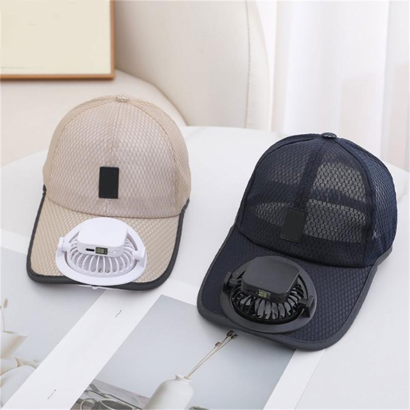 USB Rechargeable Cooling Fan Baseball Hat With Solar Powered Design Breathable Adjustable Sun Hat For Outdoor Activity
