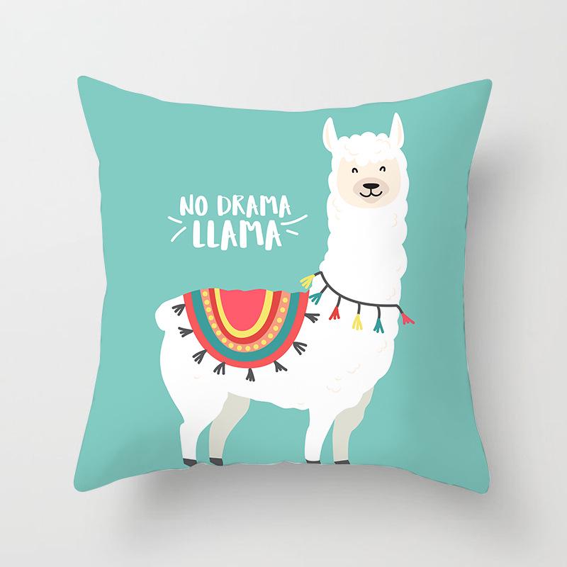 Ins Nordic Style Pillow Cover for Home Peach Skin Pillow Cartoon Animal Alpaca Car Pillow Sofa Cushion Cover