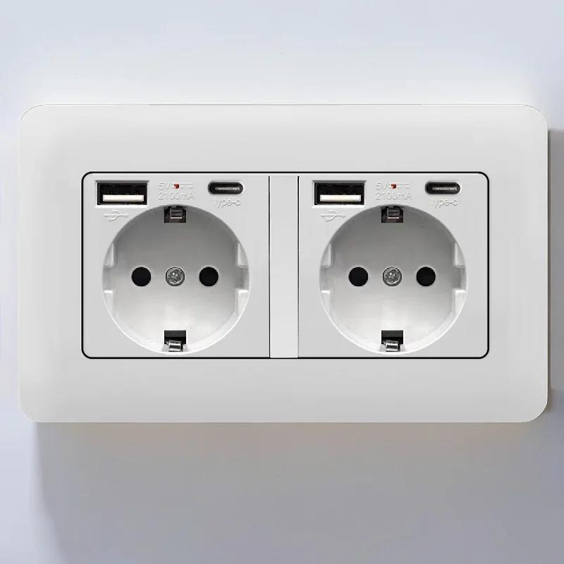 EU Standard Single Power Socket Switch Usb Wall Sockets Double Sockets 86 Type Wall Sockets TV Telephone Sockets