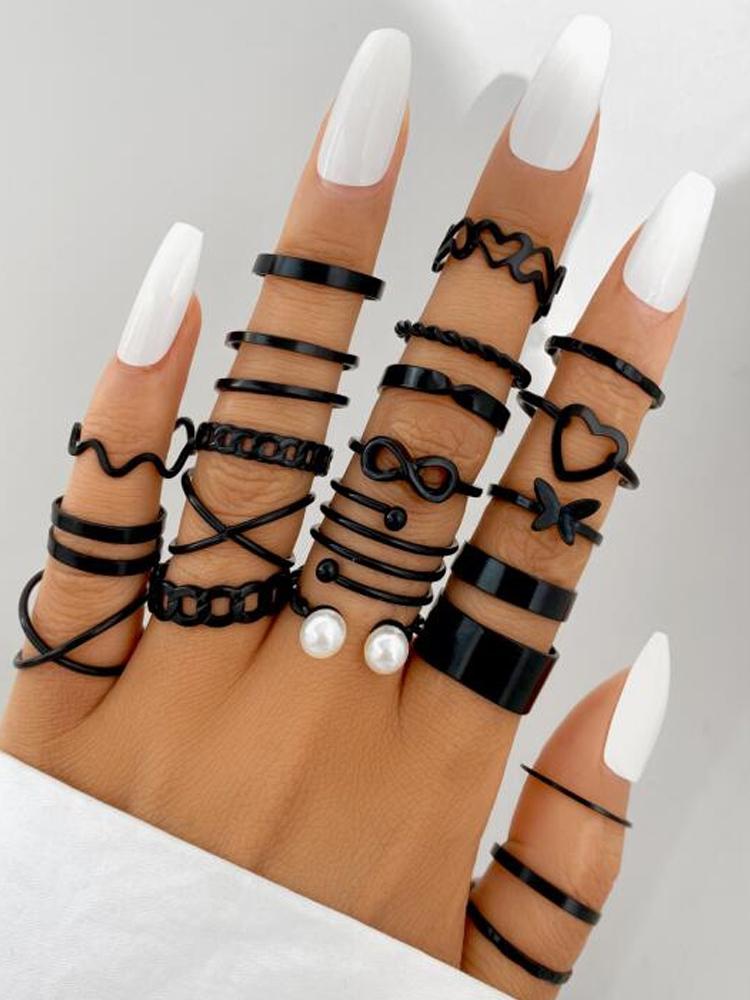 28er Mode Ring Set für Damen Herzförmiges Design Geometrisches Böhmisches Element Akzentring Tägliches Tragen Dating Party Schmuck 2026