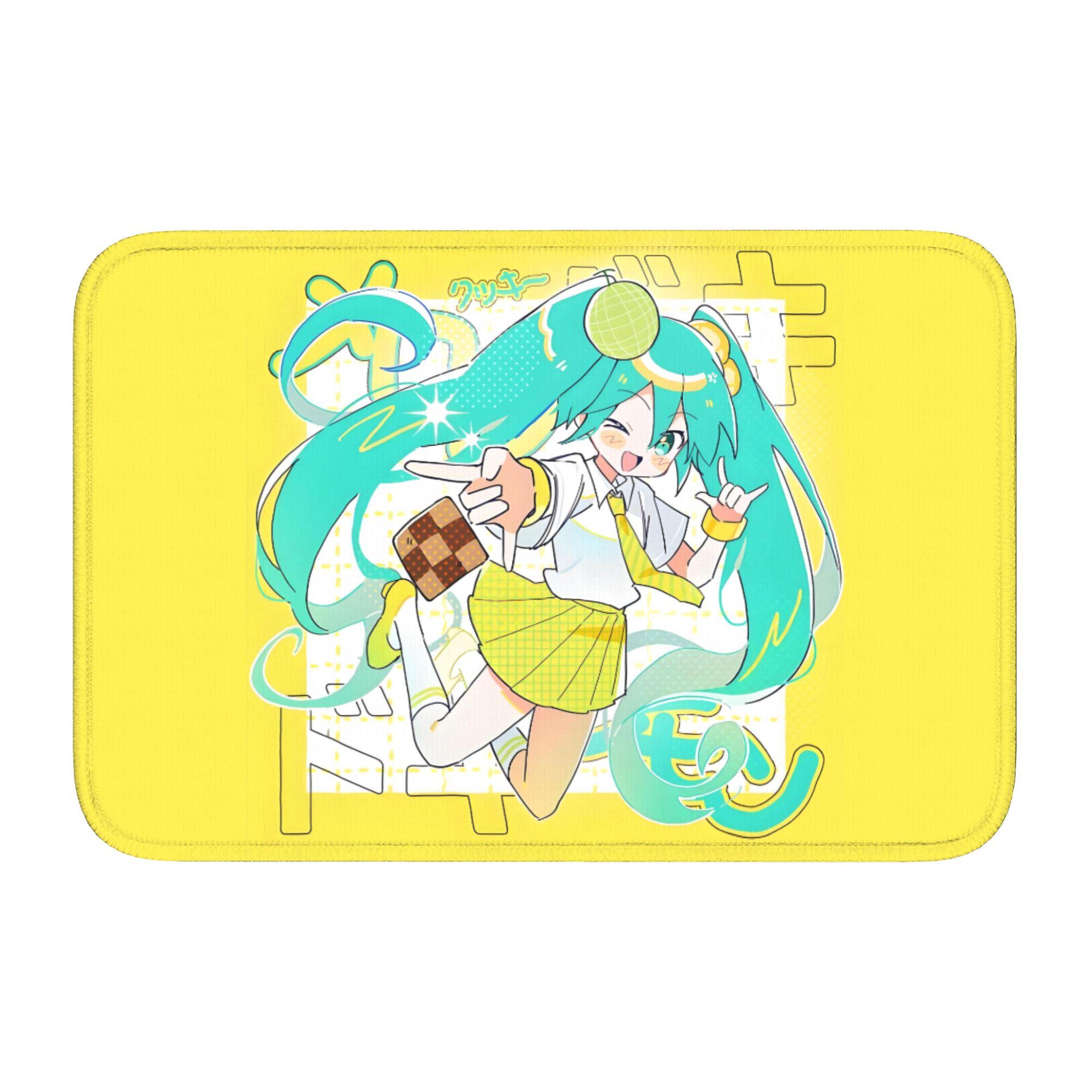 

Hatsuned Mikues Cartoon Front Door Mat Anti-Slip Indoor Welcome Quick Dry Doormat Living Room Entrance Rug Carpet Footpad 60cm x 90cm