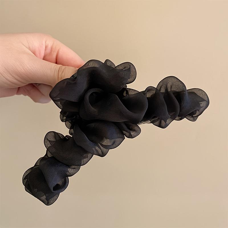 

1PC Elegant Pleated Mesh Grab Clip, Female Back of Head Shark Clip Hairpin чёрный