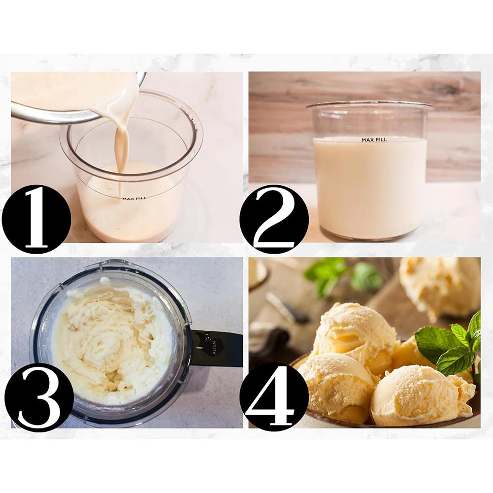 1-4Pcs Ice Cream Pints Cups For NIN JA CREAMI NC300s Series Ice Cream Maker Replacements Storage Jar With Sealing Lids Spoon Set