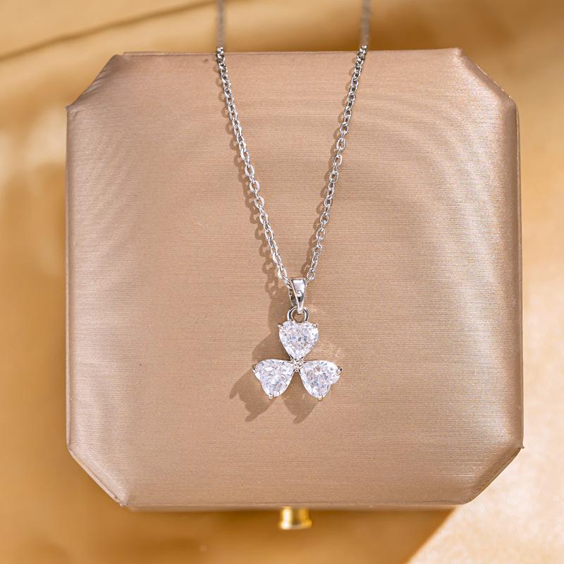 Golden Luxury Diamond Titanium Steel Necklace Women Fashion Slim Waist H Pendant Collarbone Chain