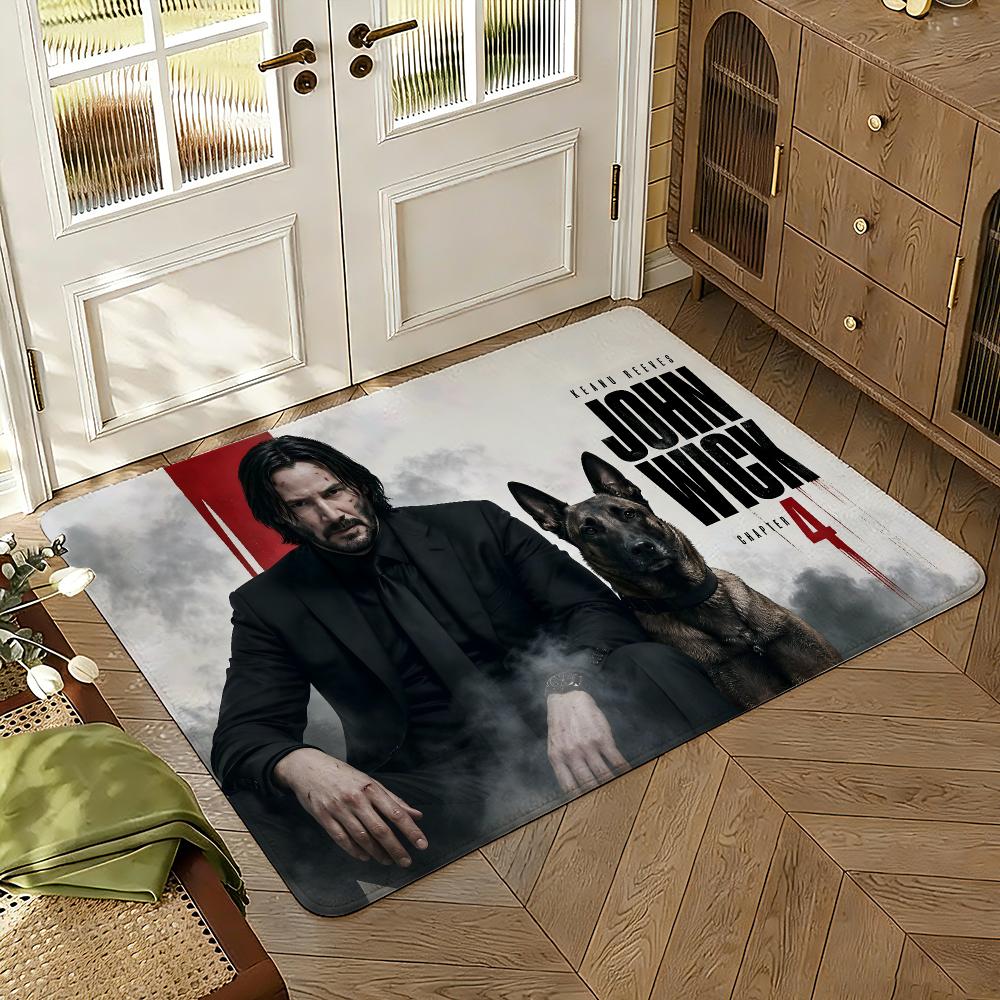 John Wick Floor Mat Soft Thickened Absorbent Non-Slip Bedroom Living Room Door Mat Home Decor Flannel Rugs