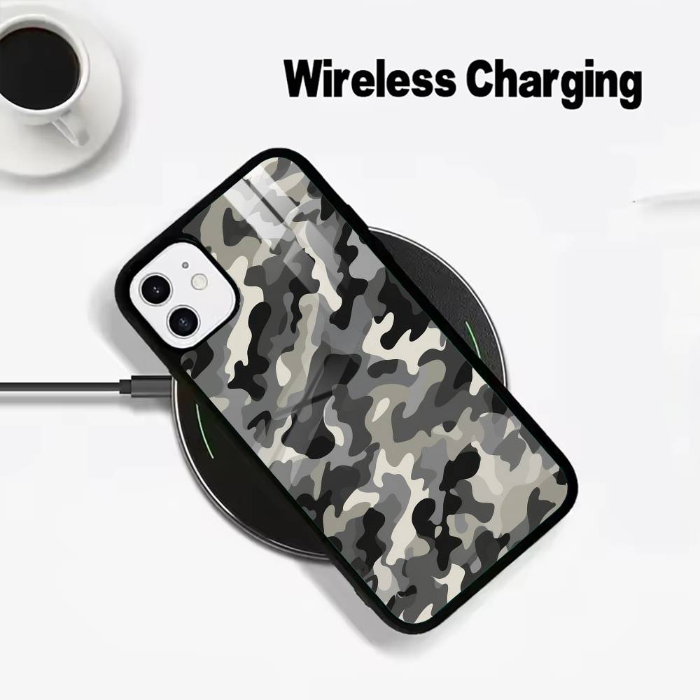 F-Fashion C-Camouflage Muster Handyhülle Für IPhone17 16 15 14 13 12 11 Pro Max 16/15/14Plus Kabelloses Ladegerät Hülle Funda
