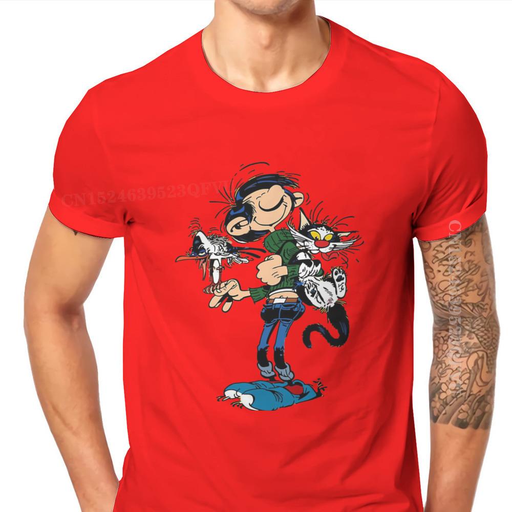 GUOYAN TOP Gaston Lagaffe Strips Katoenen T-shirts De Tweeling Van Gokker Personaliseren Man Mannen T-shirts Grappig T-shirt T-shirt Kleding Oversized XL