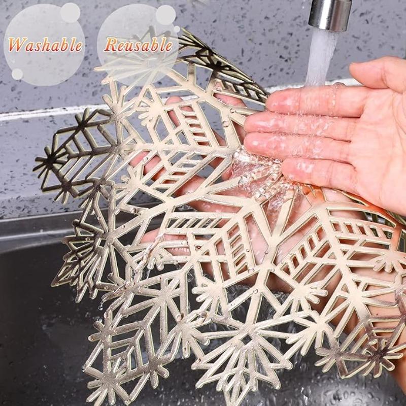 1-20 STÜCKE Einfarbige Schneeflocke PVC Tischmatte Hohl Platzset Hitzebeständige Isolationsuntersetzer Pads Schüssel Weihnachten Heimdeko