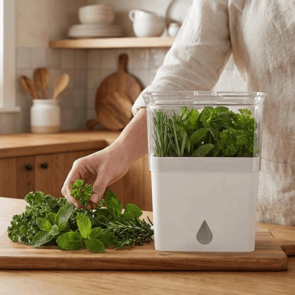 Large Capacity Vegetable Keeper Plastic Herb Lettuce Keeper  Prolongs Produce Life