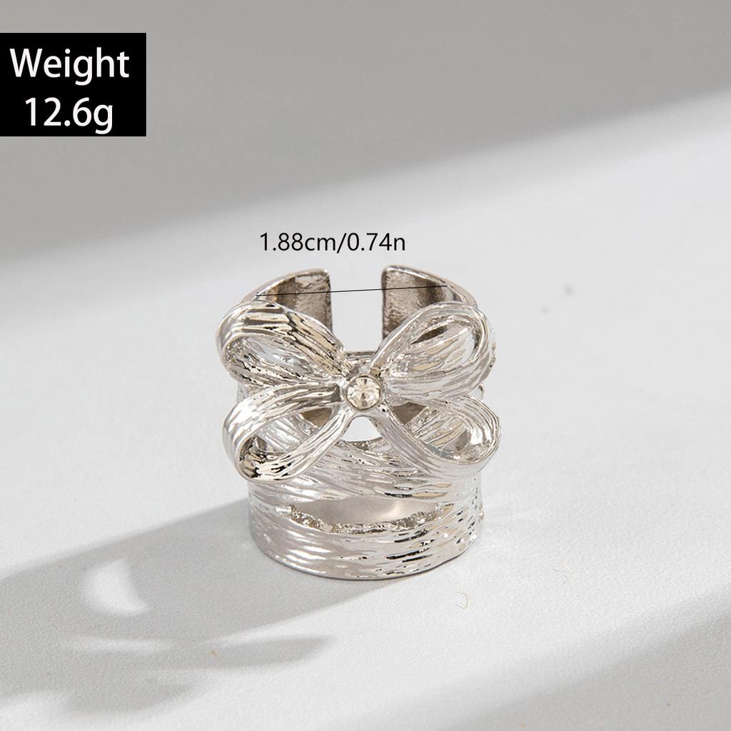 European and American Simple Straight Line Adjustable Ring, Hip-hop Style, Geometric Irregular Opening Bow Ring