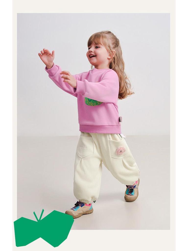 2025 Winter Kids' Fleece-Lined Cartoon Sweatshirt - Round Neck, Long Sleeve for Boys & Girls