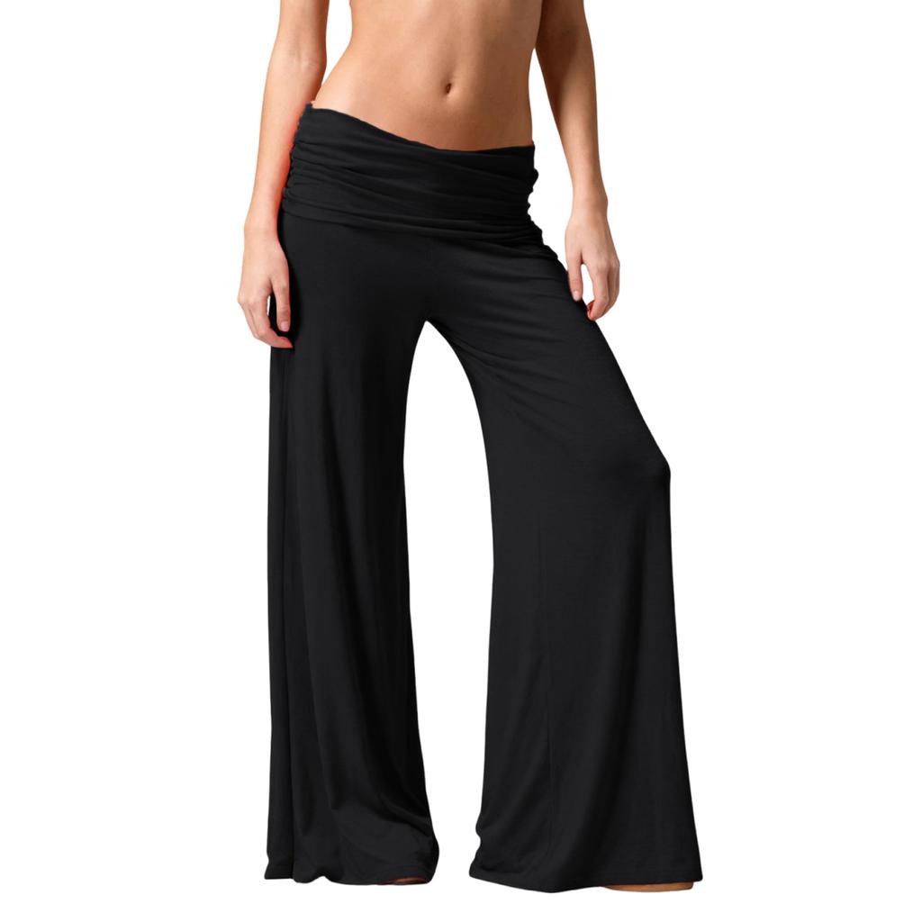Women's Fashion Ruched Yoga Pants, Pocketless, Loose And Casual Wide-Leg Trousers