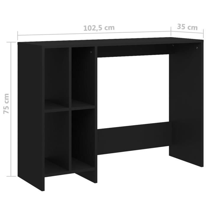 VidaXL Bureau d'ordinateur portable Noir 102,5x35x75 cm Aggloméré