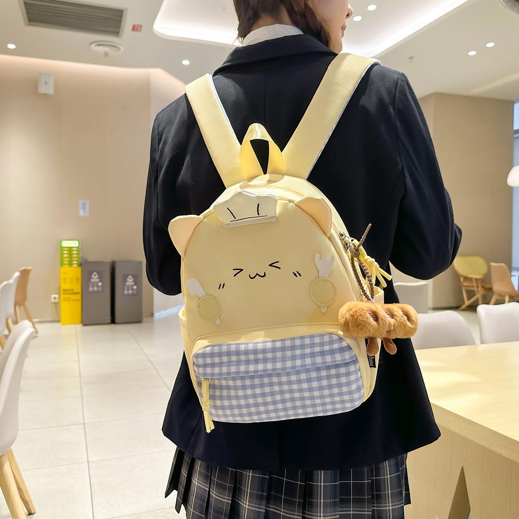 Schoolbag Korean Version Versatile Soft Cute Girl Small Backpack Female Ins Japanese Cute Cartoon Kitten Travel Bag Student Backpack