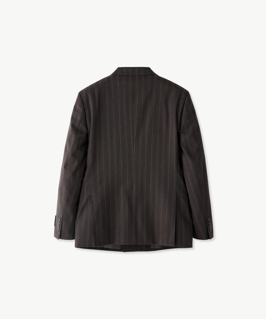 STCO Italy Marlane 98% Wool Double-Breasted Formal Jacket_Brown Stripe (Classic Fit)_Ssjvd94Dth