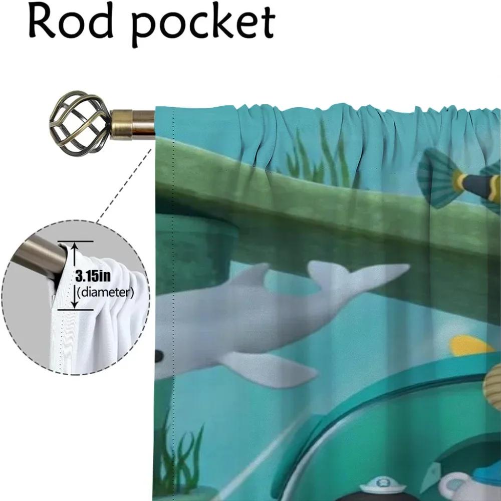 Kitchen Curtains 2 Pieces The Octonauts Shades Window Curtain for Room 2 Panel Home Interior Curtains Halloween Decoration Child