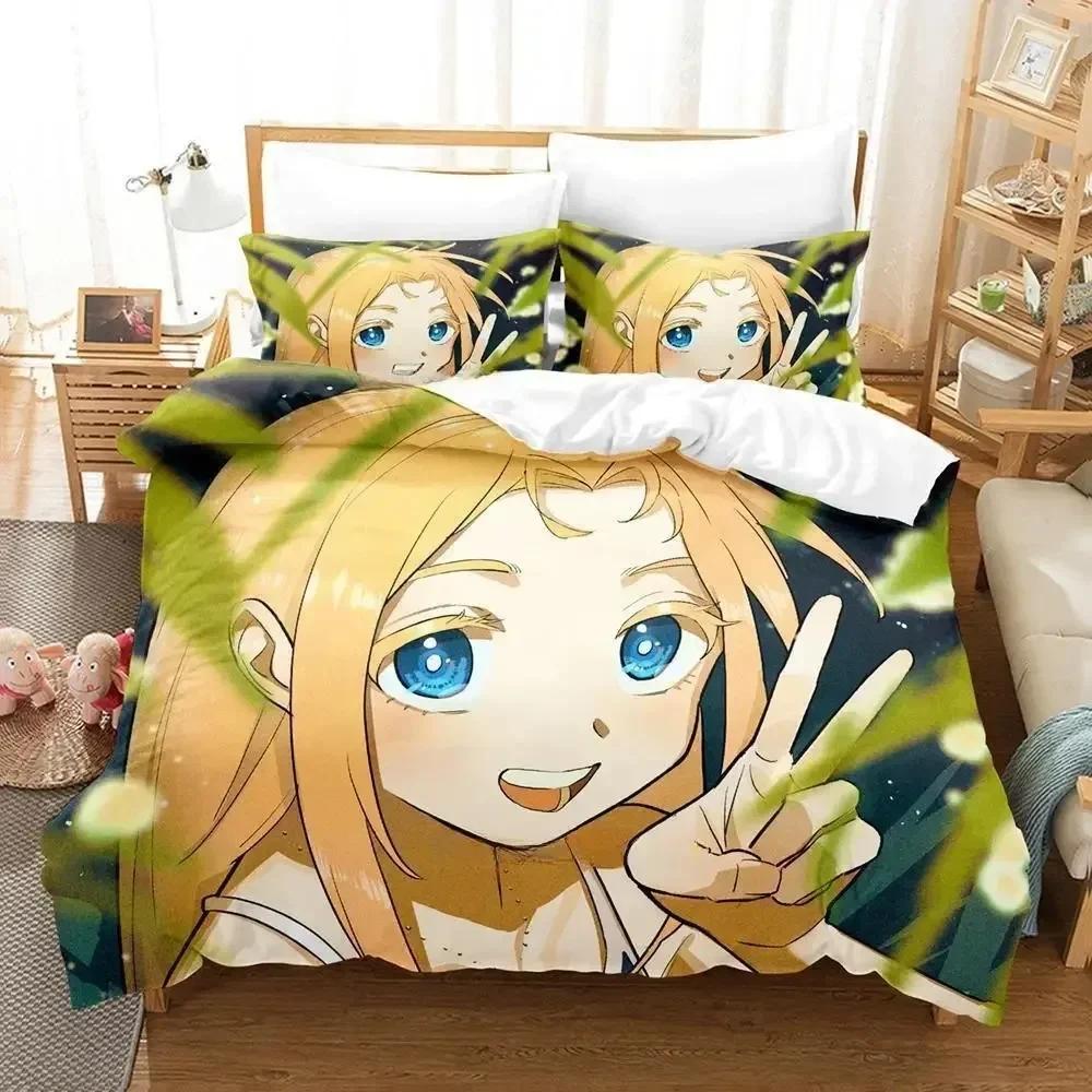 New Summer Time Rendering Bedding Set Cartoon Three-piece Set Adult Kid Bedroom Duvet Cover Sets 3D Kawaii Girls Twin Set