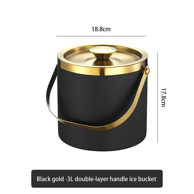 304 2L/3L Stainless Steel Ice Bucket Portable Double Wall Insulated with Lid Hotel Wine Champagne Whiskey Beverage Beer Tools