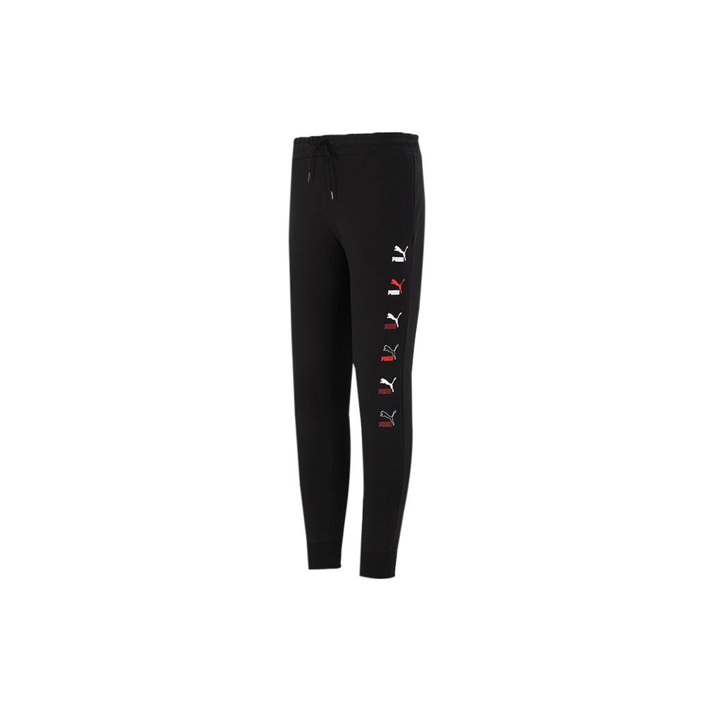Puma Logo Print Running Joggers Men Bottoms Black 533146-01