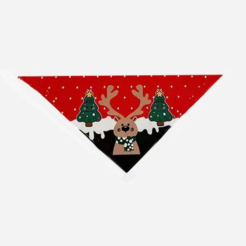 Pet Christmas triangle scarf, elk print dog saliva scarf, cat scarf pet jewelry