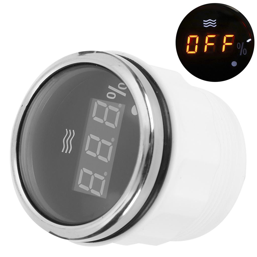 52mm 2palcový digitální ukazatel hladiny vody Vodotěsný LED měřič proti zamlžování s chytrým alarmem pro Auto Lodě(Černý ciferník 24033Ohm )