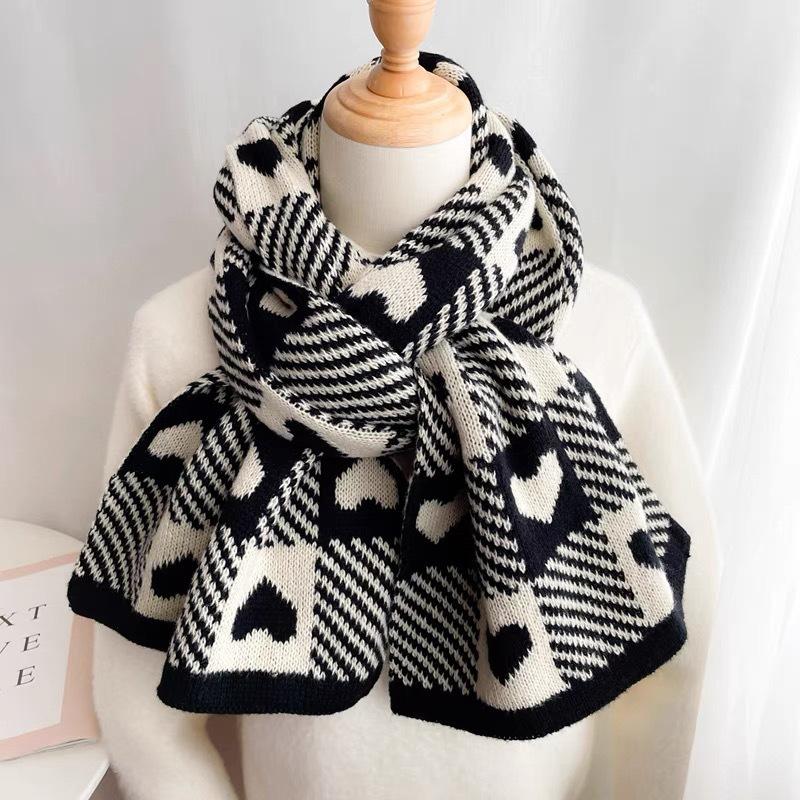 Red Scarf Women's Winter Versatile Premium Sense China Red Checked Destiny Women's Winter Scarf Christmas New Year