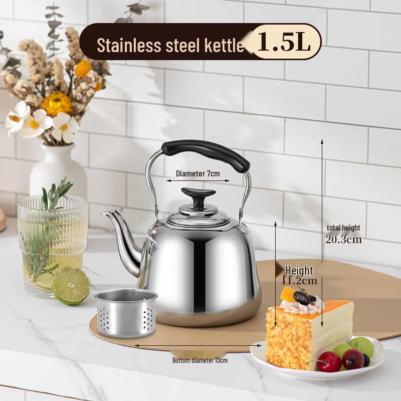Bingyue 1.5L Stainless Steel Whistling Kettle with Tea Infuser