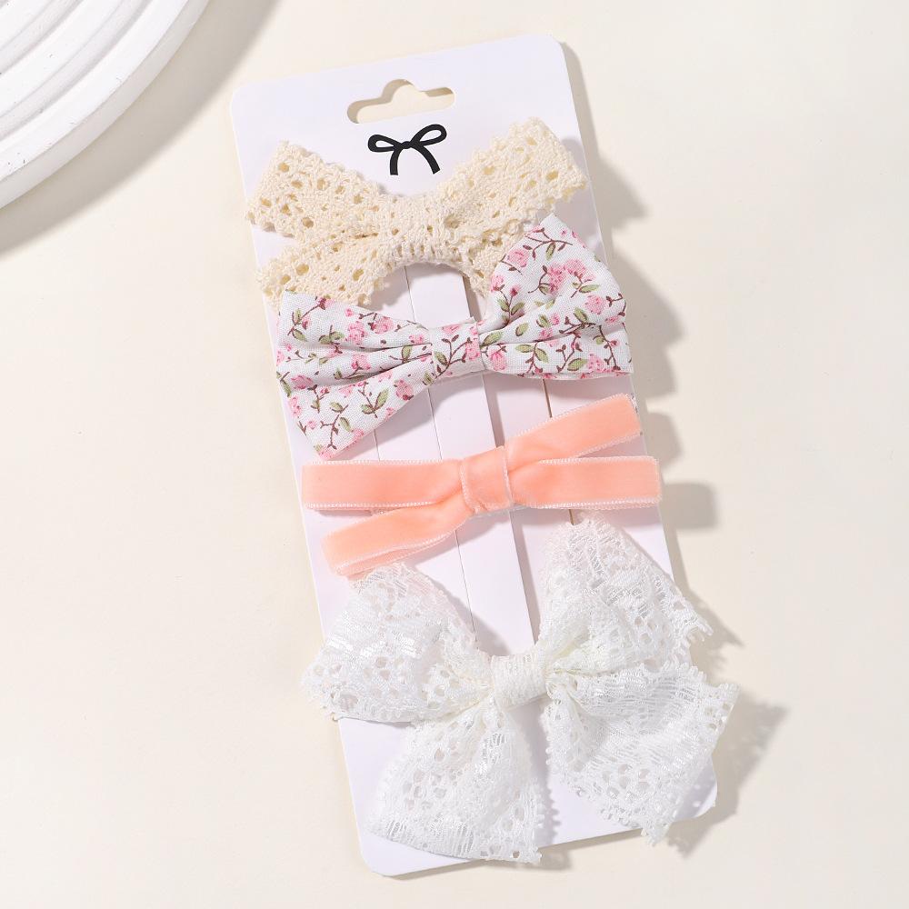 Children'S Hair Accessories Set Baby Printed Hairpin Card Flower Fabric Hairpin Christmas Set 2302