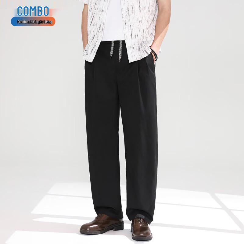 Men s Ice-Feel Linen Blend Drawstring Casual Pants 3XL