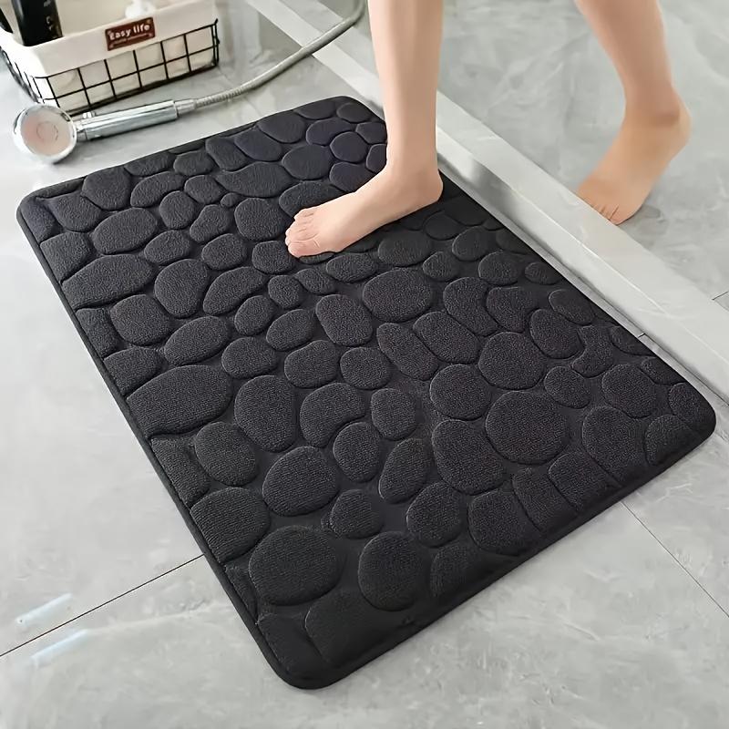 Cobblestone Embossed Memory Foam Bath Mat Non-Slip Absorbent Shower Rug for Bathroom Floor Tub Decor