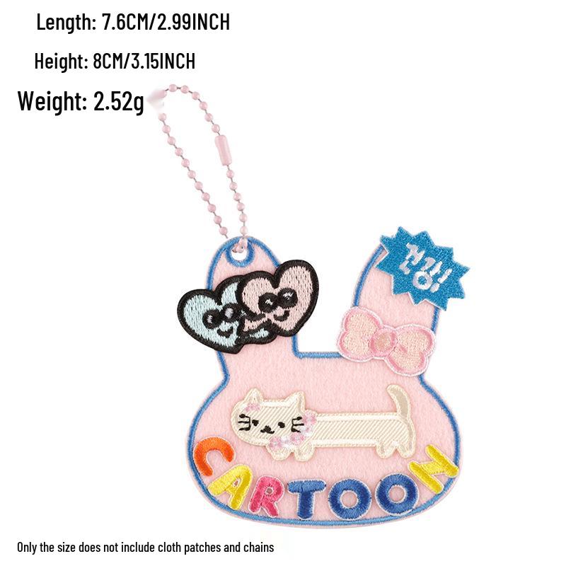 Korean INS Style Luggage Tag Keychains - DIY Anti-Lost Bag Accessory with Embroidery Blank Cloth Patch