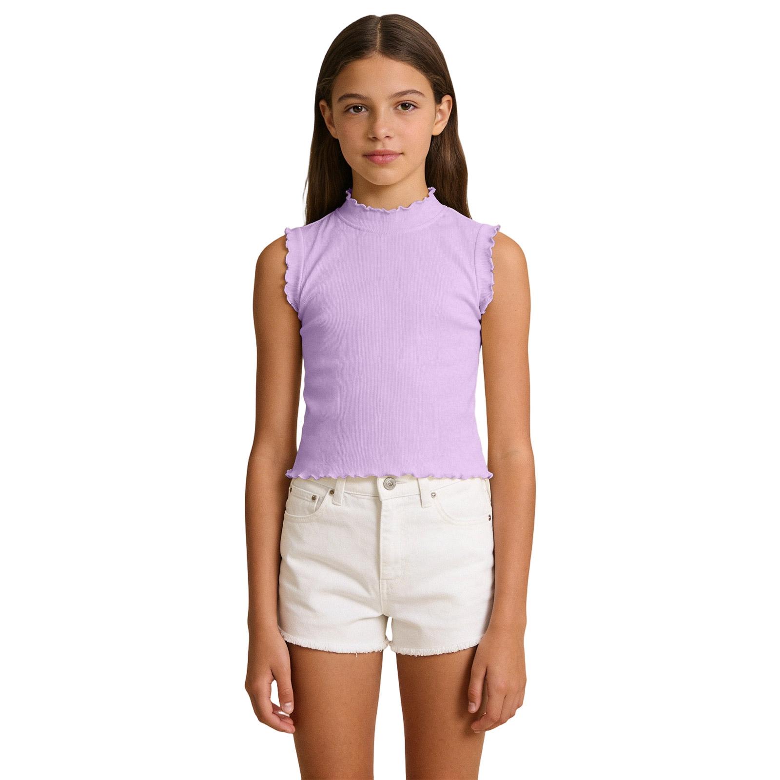 Children s Fashionable Casual Vest With Wooden Ear Flaps, Sleeveless Round-neck Top 130 фиолетовый