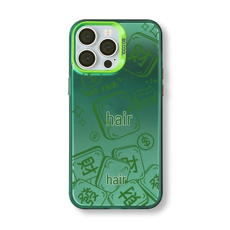 Mahjong Fa Cai Silberne Handyhülle für iPhone 12 Pro Max/13/14/16/17, 15 Farben verfügbar, Grenzüberschreitende Nische.