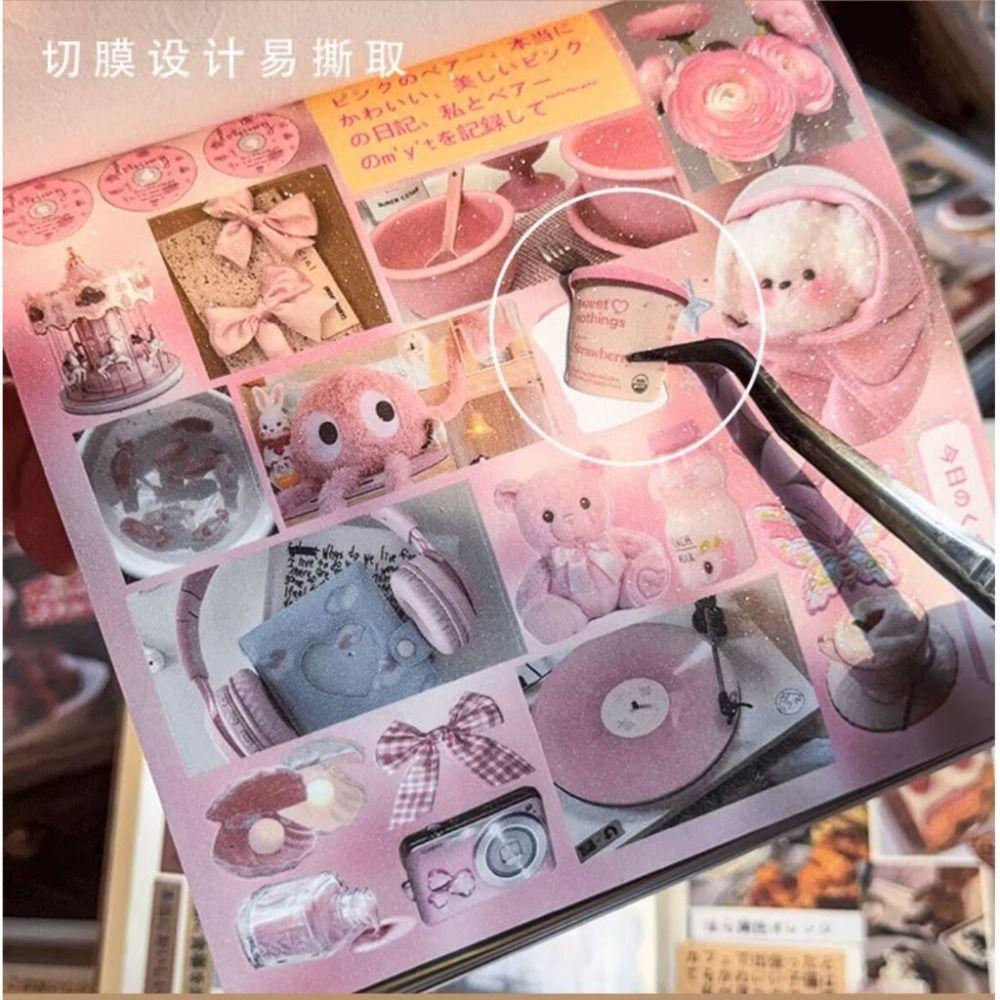 Y2K Japanese Food Stickers Book Multifunctional Cartoon Ins Flashing Stickers Books Portable Department of Gastronomy