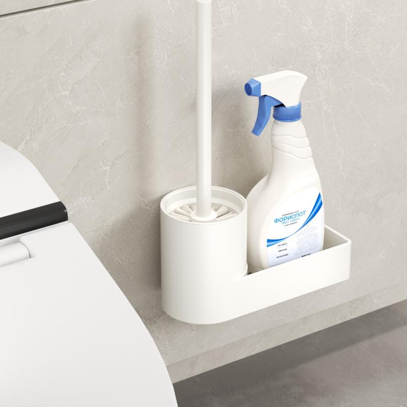 Toilet Brush Wall-mounted Rack Household No Dead Ends Bathroom No Punching Cleaning Toilet Brush Artifact