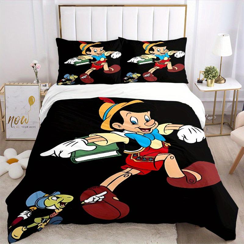 3pcs Pinocchio & Jiminy Cricket Cartoon Quilt Cover Set - Soft and Cozy Bedroom, Guest Room and Dorm Decorative Bedding 3-Piece Set 1 Quilt Cover