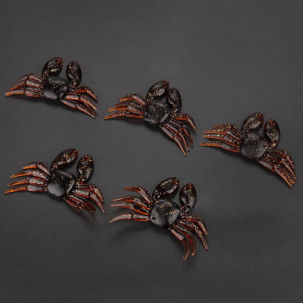 5Pcs Lot PVC Soft Lifelike Fishing Lures Crab Artificial Bait Tackle Accessories (Brown)