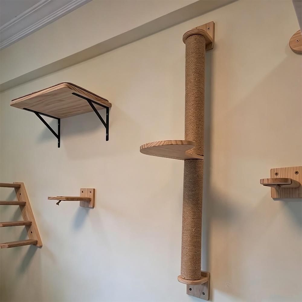 Wall Mounted Cat Furniture Cat Climbing Shelves with Hammock Scratcher & Cat House Indoor Cat Playground for Claw Grinding