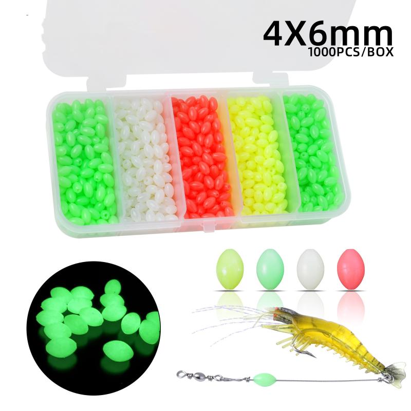 1000 szt. Luminous Fishing Space Beans Pudełko Okrągłe Kulkki Pływające Glow-In-The-Dark Stopery Koraliki do Przyponów Akcesoria do Wędkowania