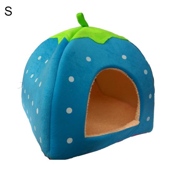 Strawberry Dog Puppy Cats Indoor Foldable Soft Warm Bed Pet House Kennel Tent
